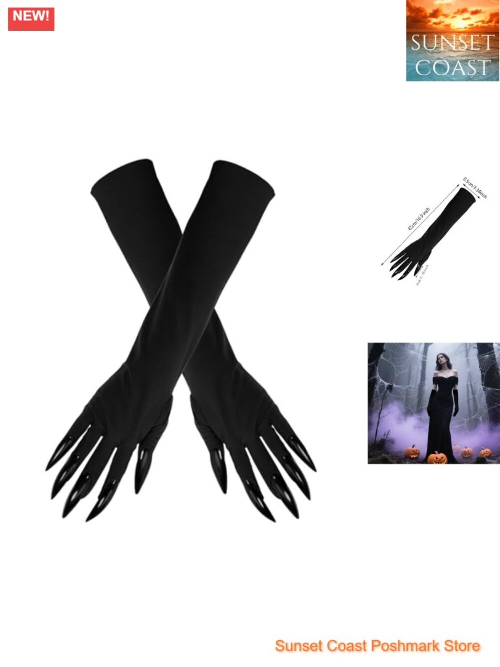 PENTA ANGEL Claw Gloves Long Finger Nails 1 Pair Halloween Goth Paw Devil Witch